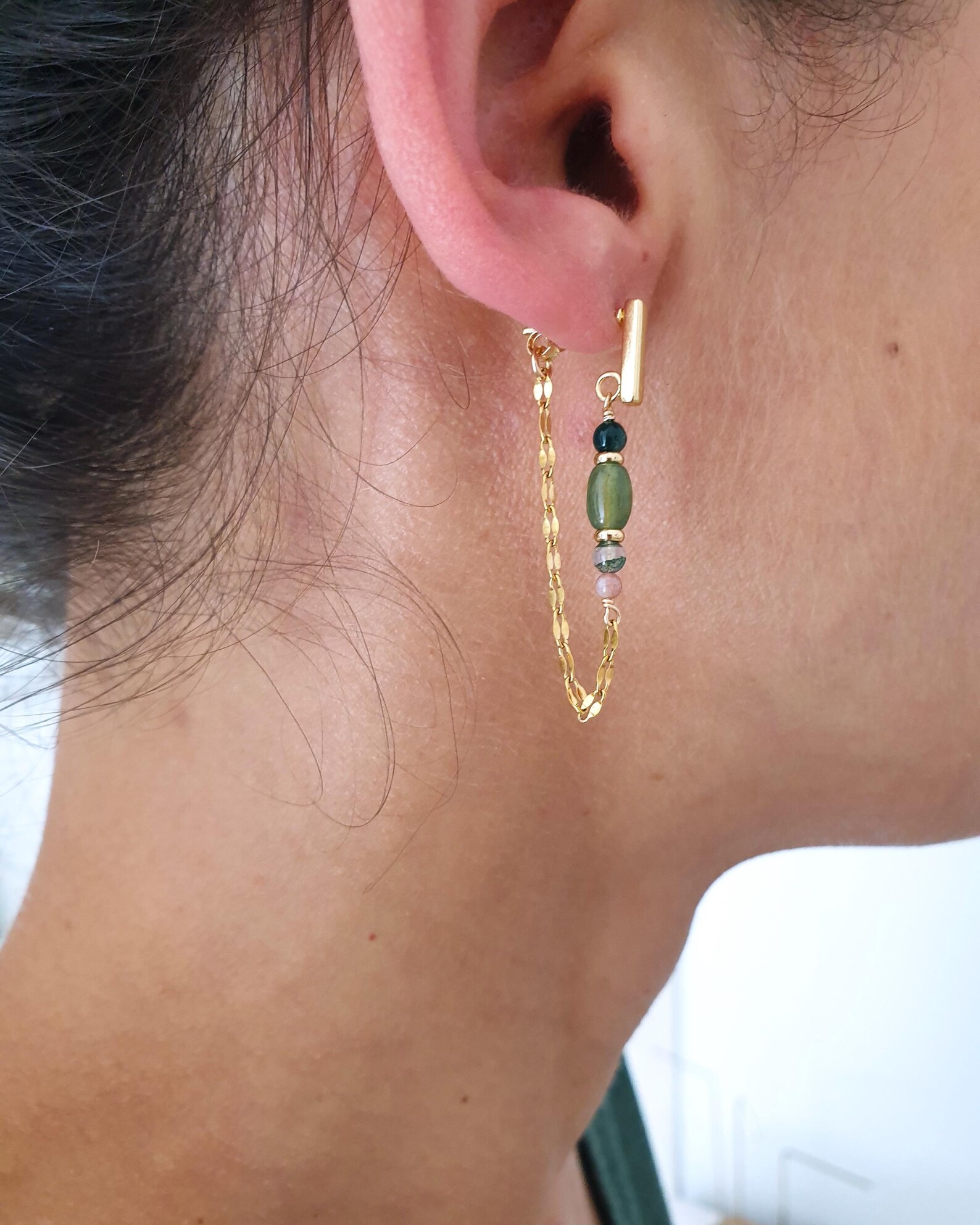 boucles d'oreilles, bijoux, pierres naturelles, goldfilled, acier inoxydable, fait main, créatrice française, made in france, idée cadeau, boutique nantaise, kapsule éphémère