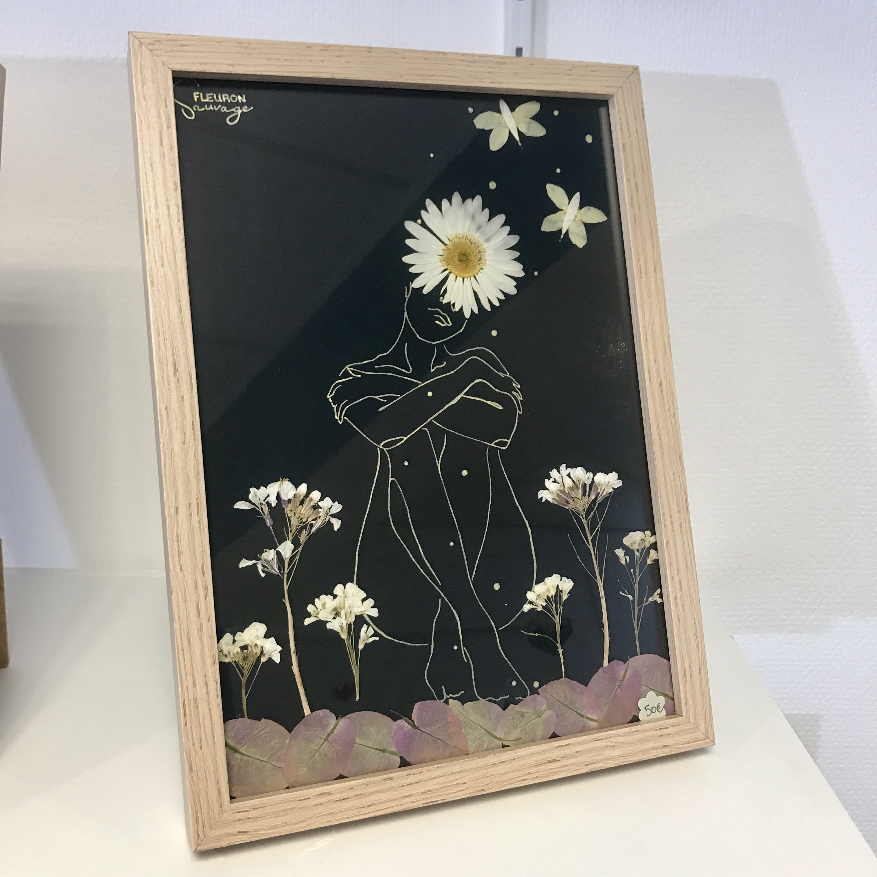 herbier, fleurs séchées, cadre, déco, fait main, idée cadeau, créatrice, made in france, fabrication locale