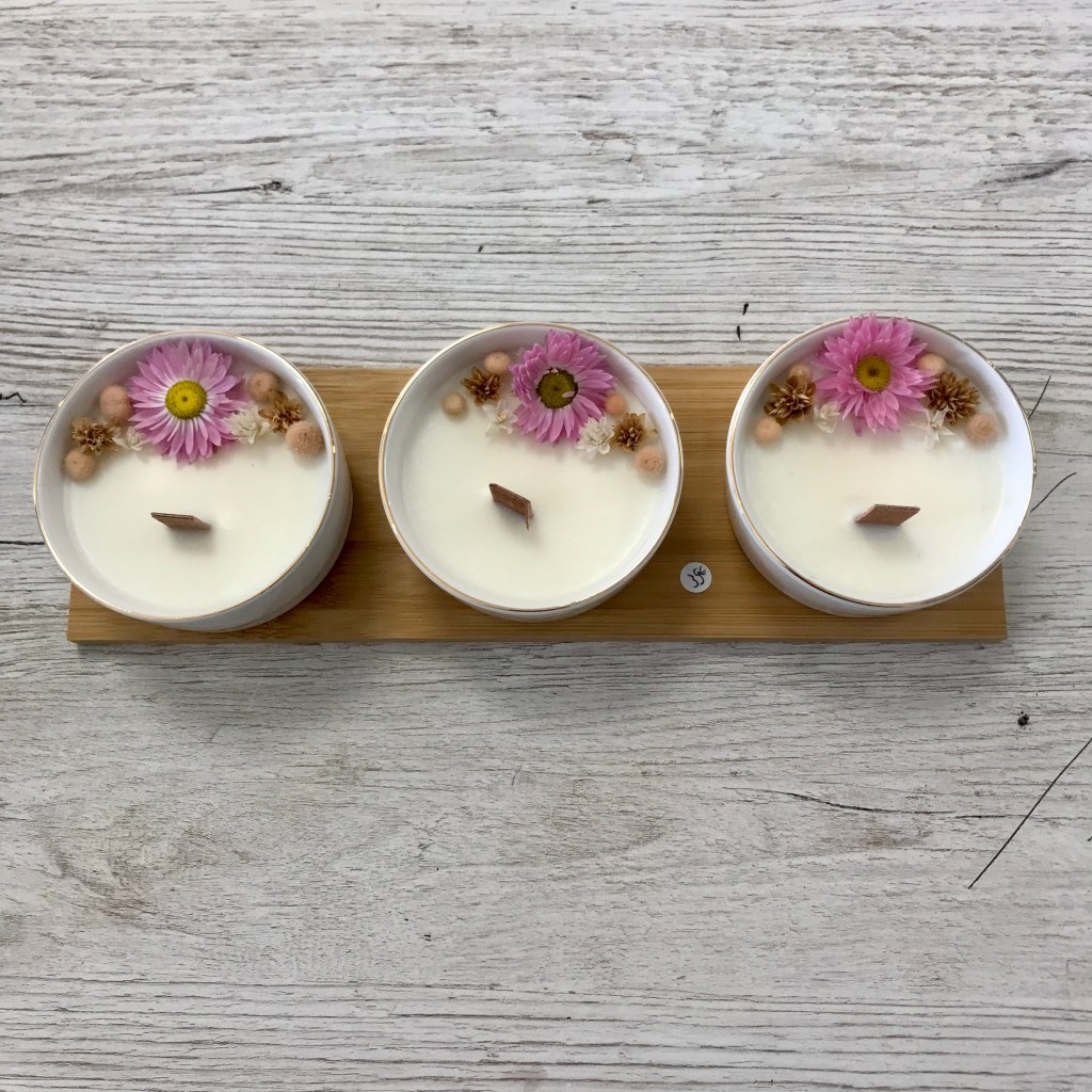 bougie parfumée, fleurs séchées, déco, senteur, fait main, upcylcing, idée cadeau, créatrice, fleuriste, made in france, local, cadeau noël