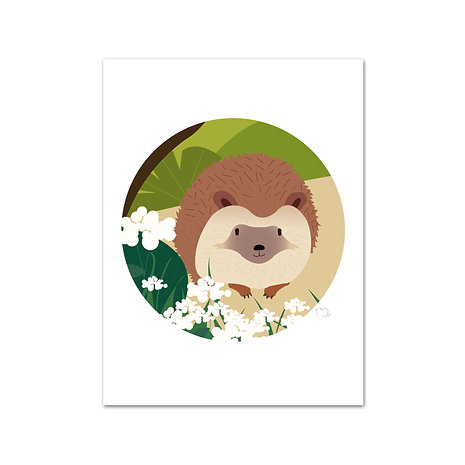 affiche, hérisson, forêt, animaux, illustration, créatrice, idée cadeau, made in france, fabrication locale