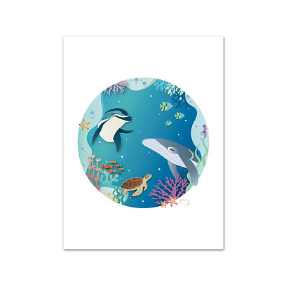 affiche, poisson, océan, illustration, créatrice, idée cadeau, made in france, fabrication locale