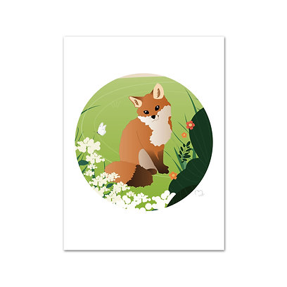 affiche, renard, forêt, animaux, illustration, créatrice, idée cadeau, made in france, fabrication locale