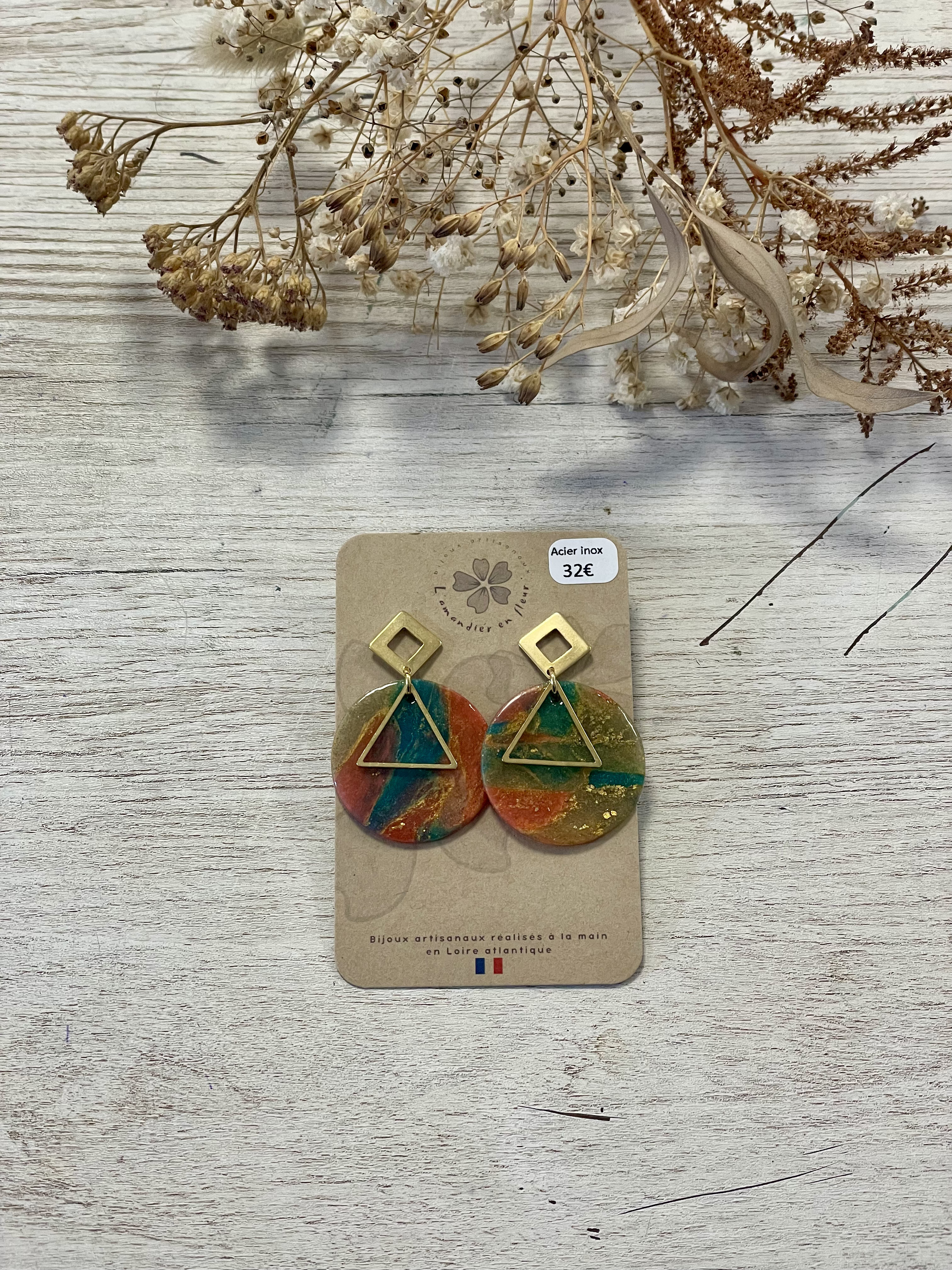 boucles d'oreilles, bijoux, pate polymère, créatrice française, made in france, fabrication locale, idée cadeau, cadeau de noël, boutique nantaise, boutique de créateurs, kapsule éphémère