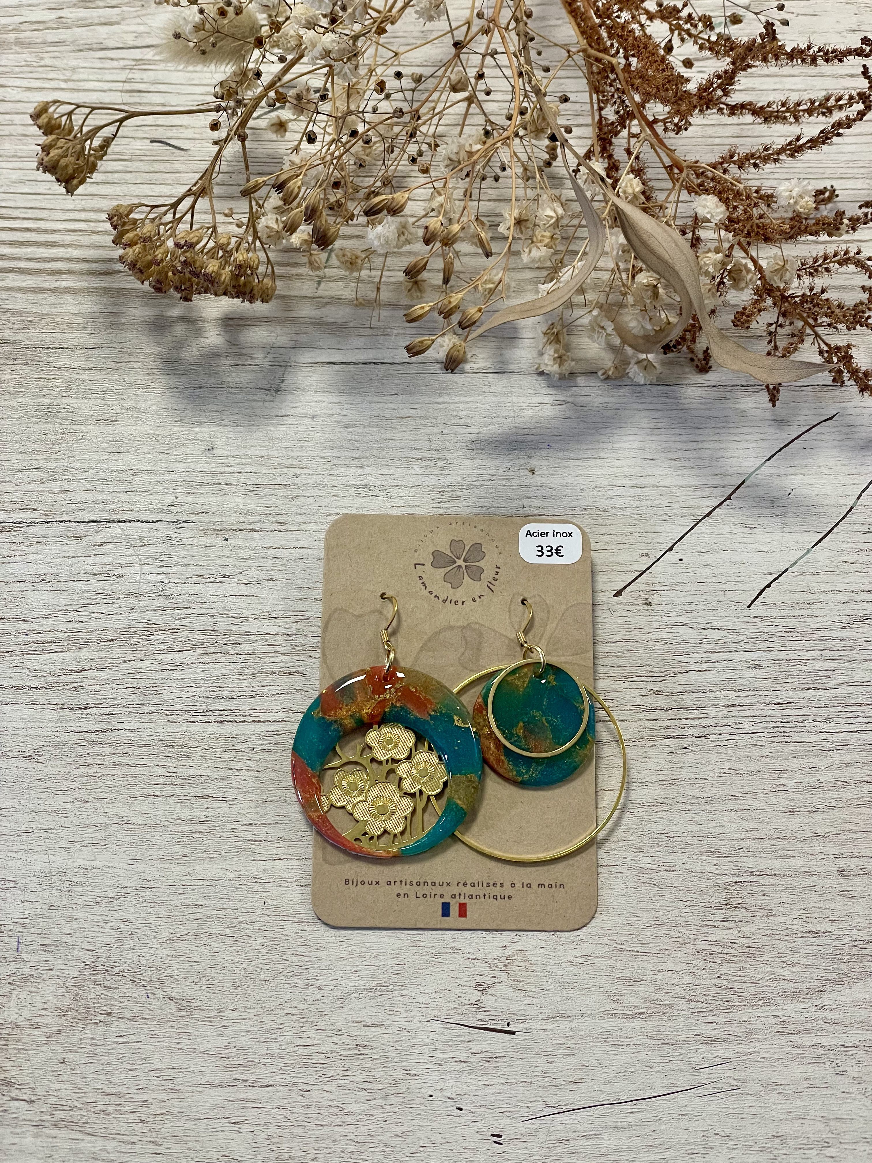 boucles d'oreilles, bijoux, pate polymère, créatrice française, made in france, fabrication locale, idée cadeau, cadeau de noël, boutique nantaise, boutique de créateurs, kapsule éphémère