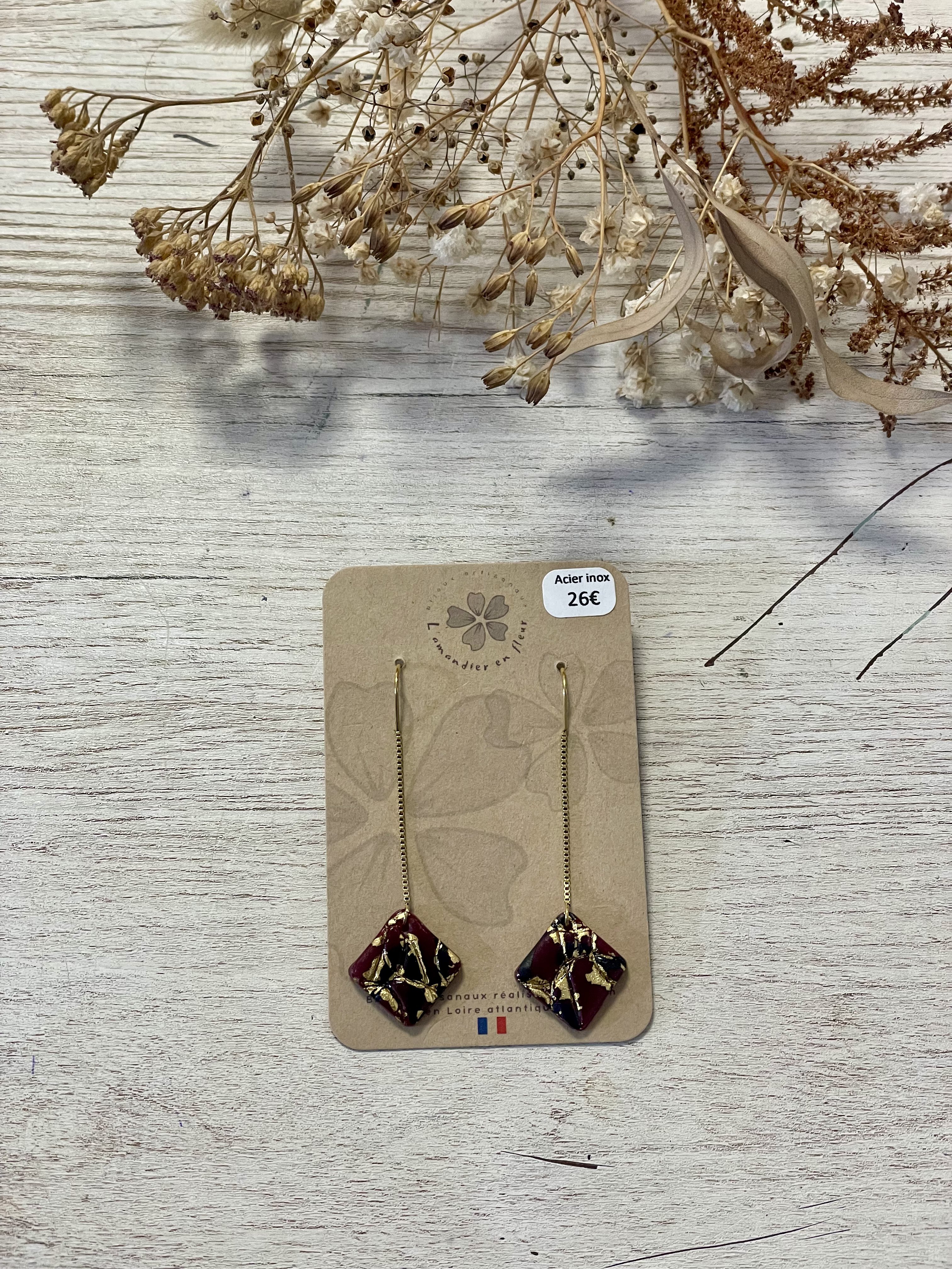 boucles d'oreilles, bijoux, pate polymère, créatrice française, made in france, fabrication locale, idée cadeau, cadeau de noël, boutique nantaise, boutique de créateurs, kapsule éphémère