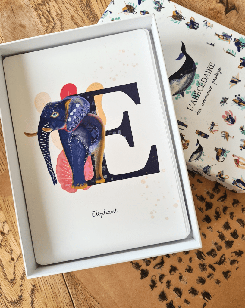 abécédaire, espèces menacés, illustration, dessin, enfant, ludique, création française, impression locale, idée cadeau, kapsule éphémère