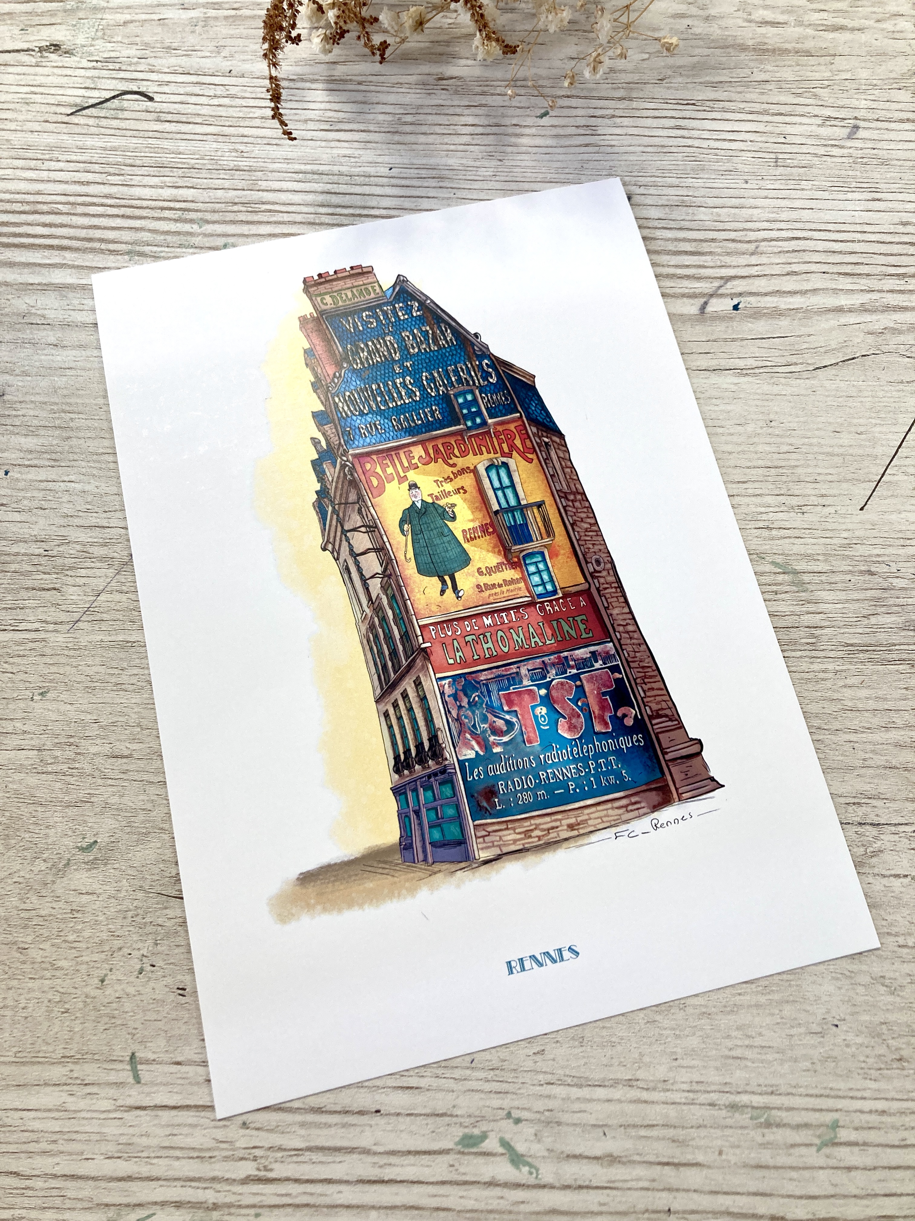 illustration, dessin, rennes, bâtiments anciens, créatrice, made in france, carterie, affiche, fabrication locale, déco, kapsule éphémère
