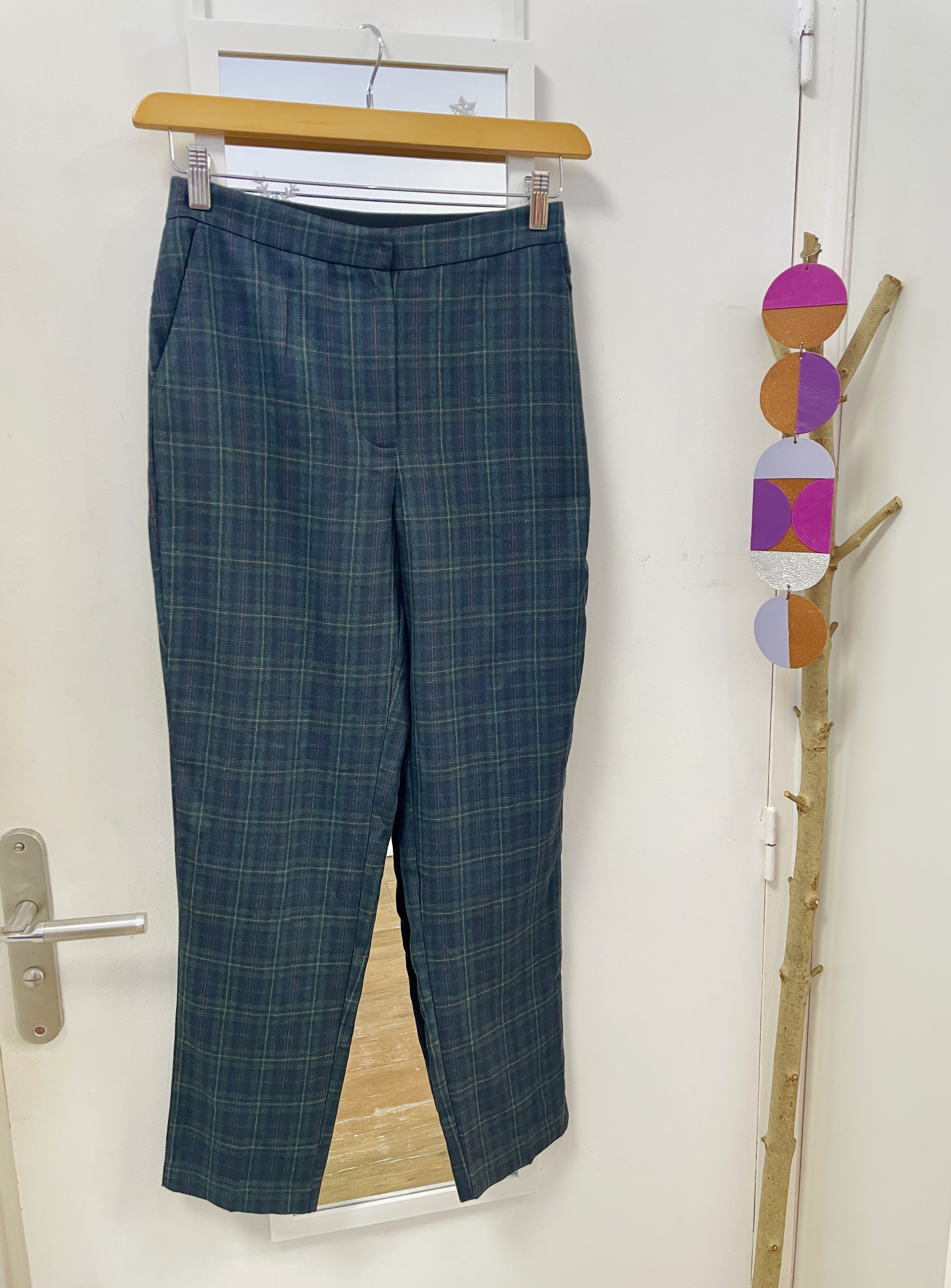 palazzo, pantalon, jean, seconde main, mode durable, friperie, vêtement d'occasion, boutique nantaise, kapsule éphémère, cache cache, tartan