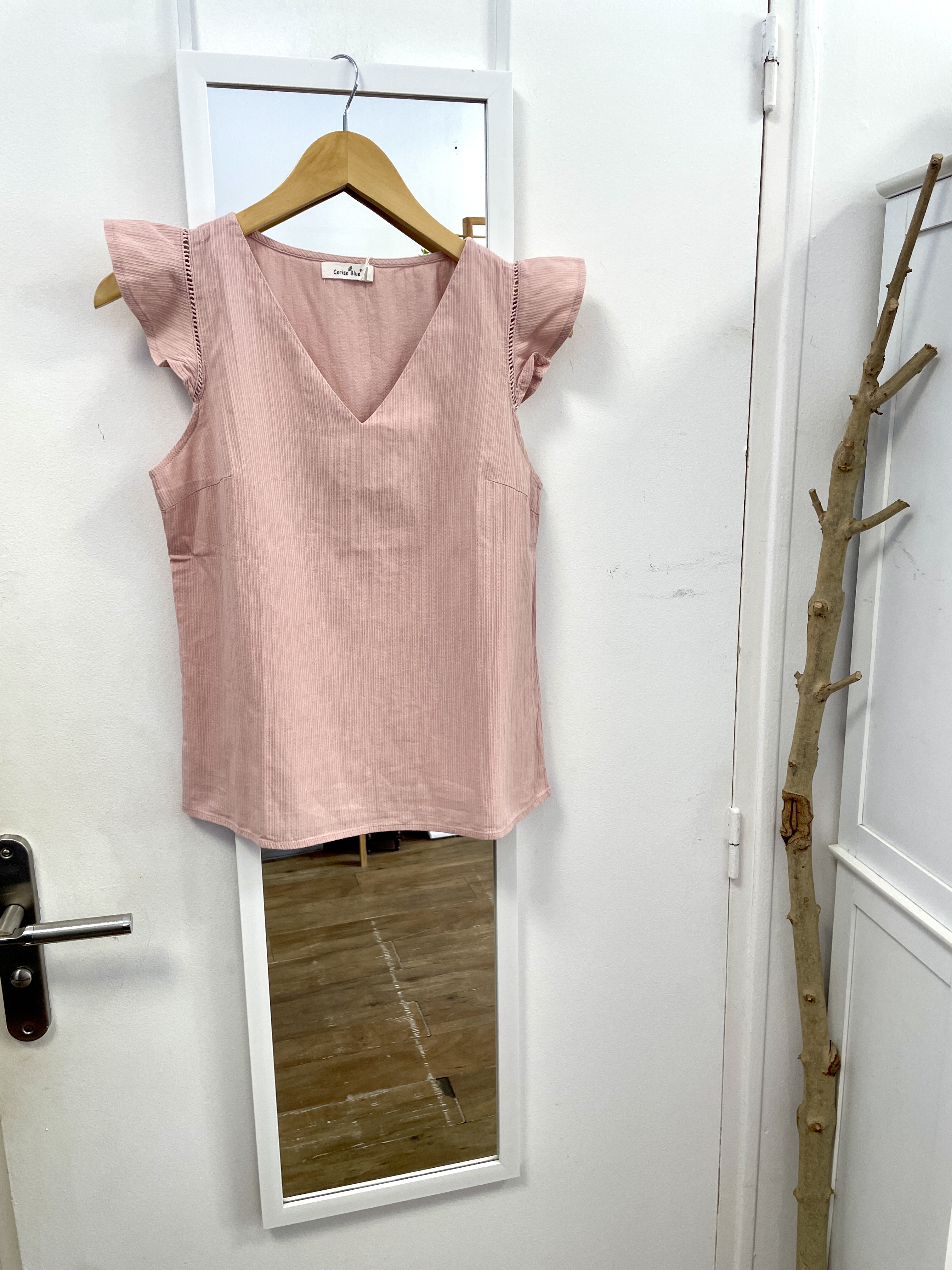 top, tee-shirt, débardeur, haut, prêt à porter, mode, vêtements, friperie, seconde main, cerise blue