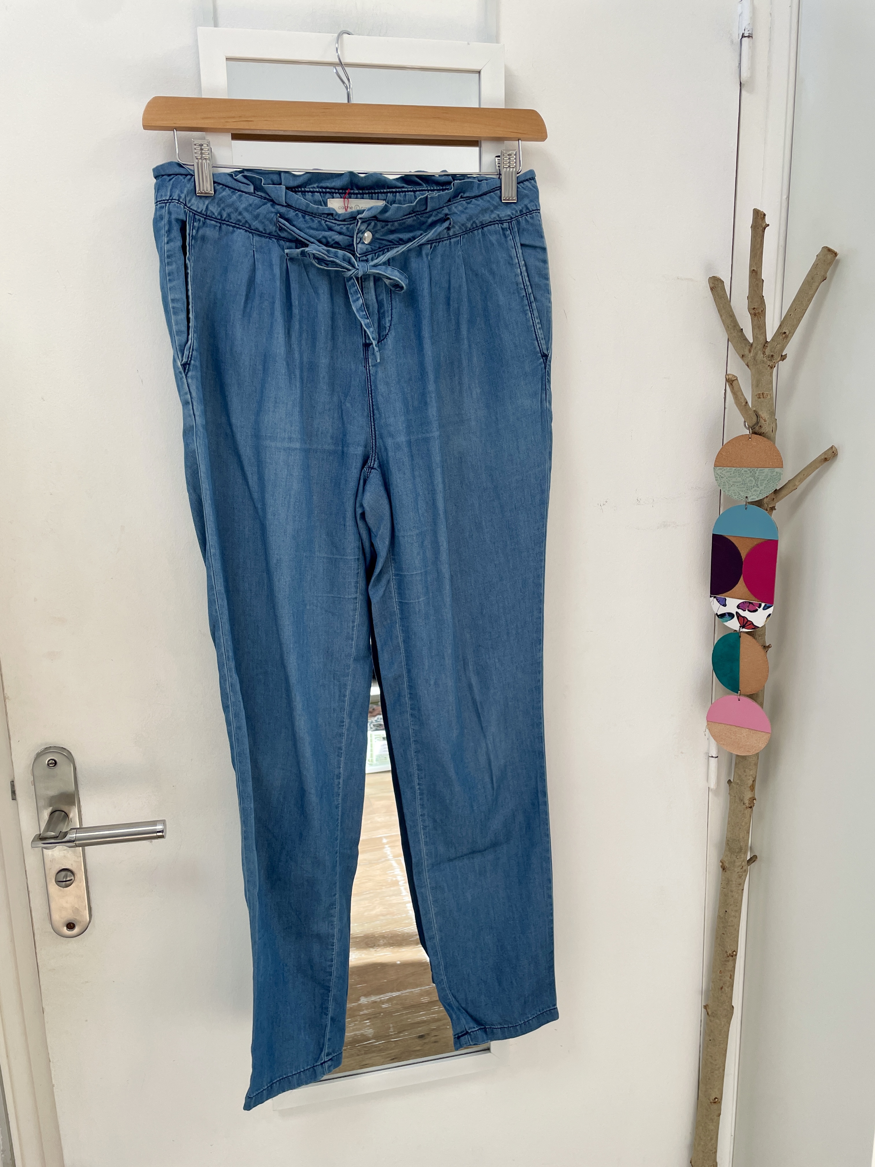 palazzo, pantalon, jean, seconde main, mode durable, friperie, vêtement d'occasion, boutique nantaise, kapsule éphémère, cache cache