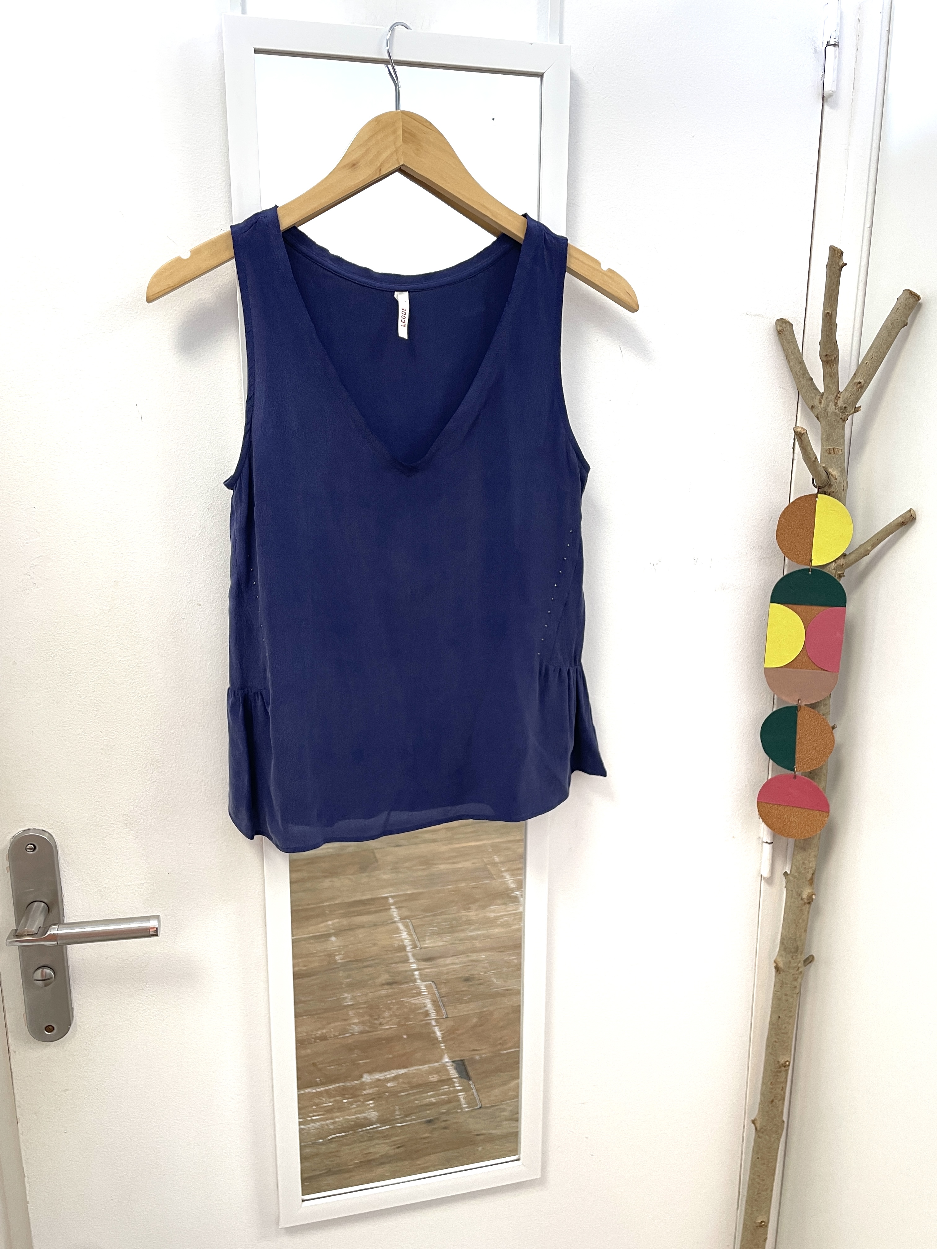top, tee-shirt, débardeur, haut, prêt à porter, mode, vêtements, friperie, seconde main, i code, soie
