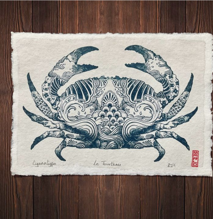 linogravure, monotype, cyanotype, illustration, dessin, fait main, modèle unique, chat, esothérisme, onirique, idée cadeau, déco, créatrice, boutique nantaise, kapsule éphémère