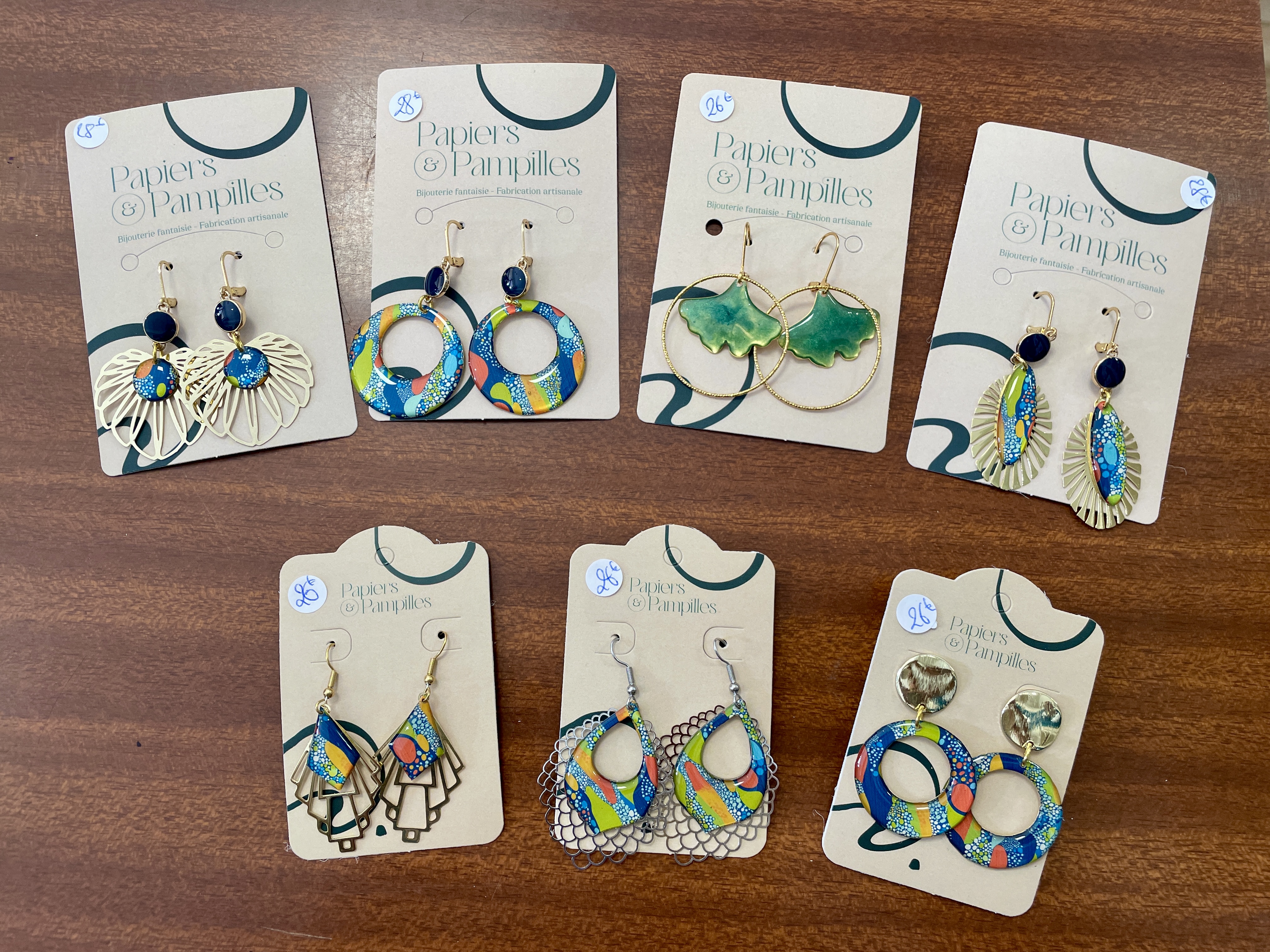 boucles d'oreilles, bijoux, papier, résine, fait main, modèle unique, édition limitée, créatrice française, made in france, idée cadeau, boutique de créateurs, boutique nantaise, kapsule Ephémère