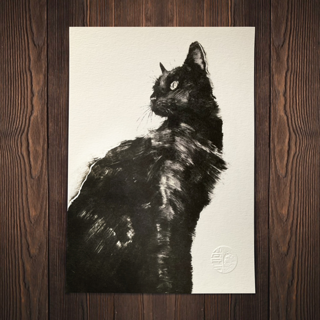 linogravure, monotype, cyanotype, illustration, dessin, fait main, modèle unique, chat, esothérisme, onirique, idée cadeau, déco, créatrice, boutique nantaise, kapsule éphémère