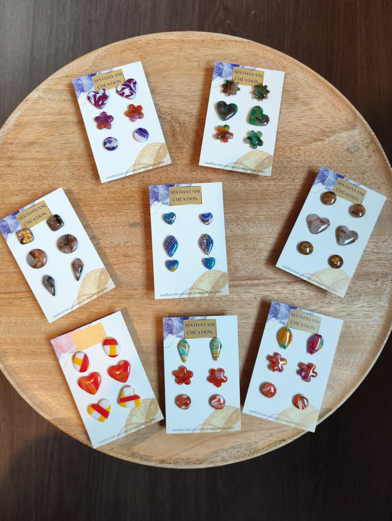 boucles d'oreilles, bijoux, argile polymère, acier inoxydable, fait main, modèle unique, idée cadeau, créatrice française, fabrication locale, made in france, boutique de créateurs, boutique nantaise, kapsule éphémére