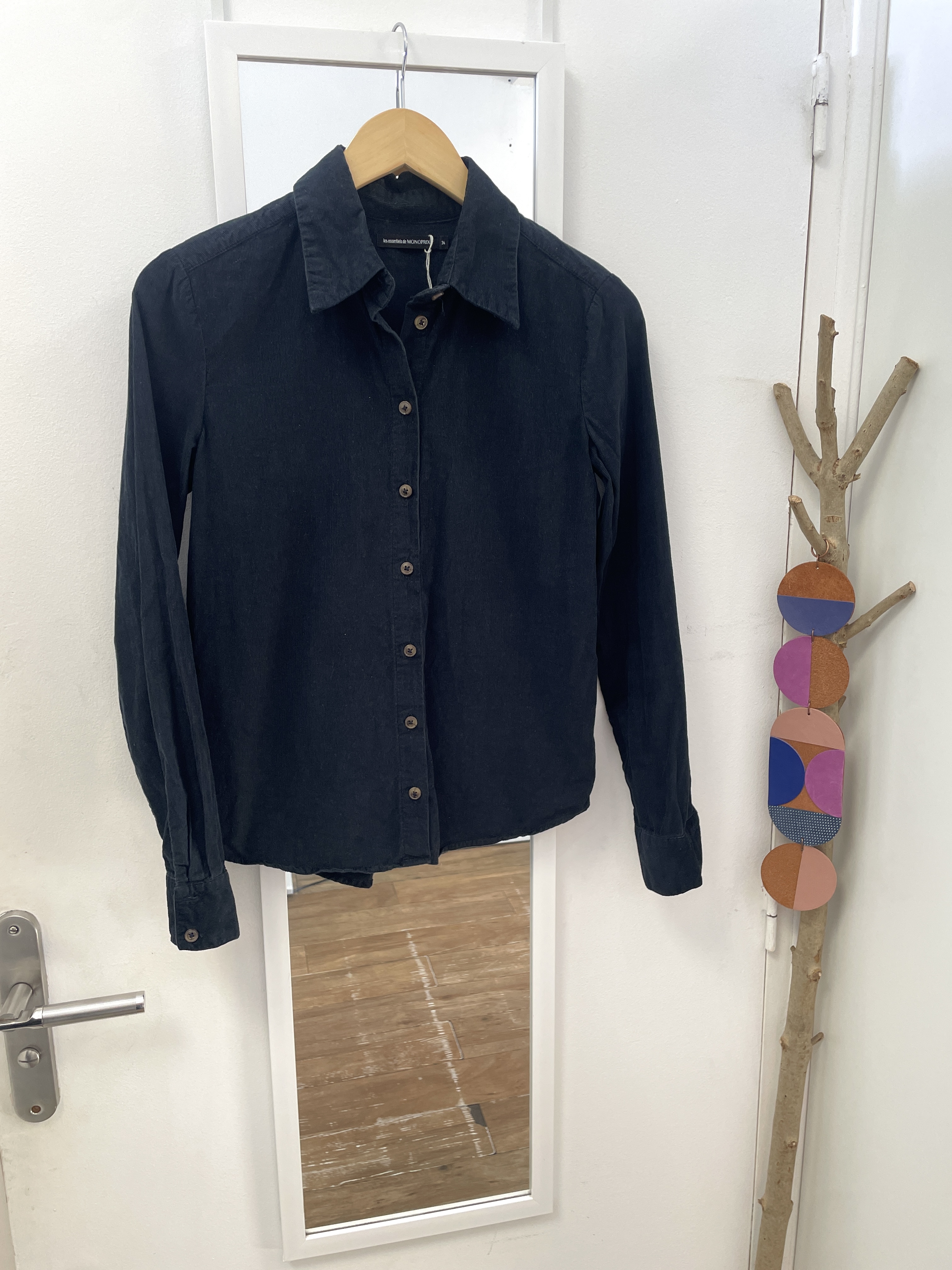 blouse, chemise, seconde main, prêt à porter, mode durable, ethique, friperie, monoprix, velours côtelé