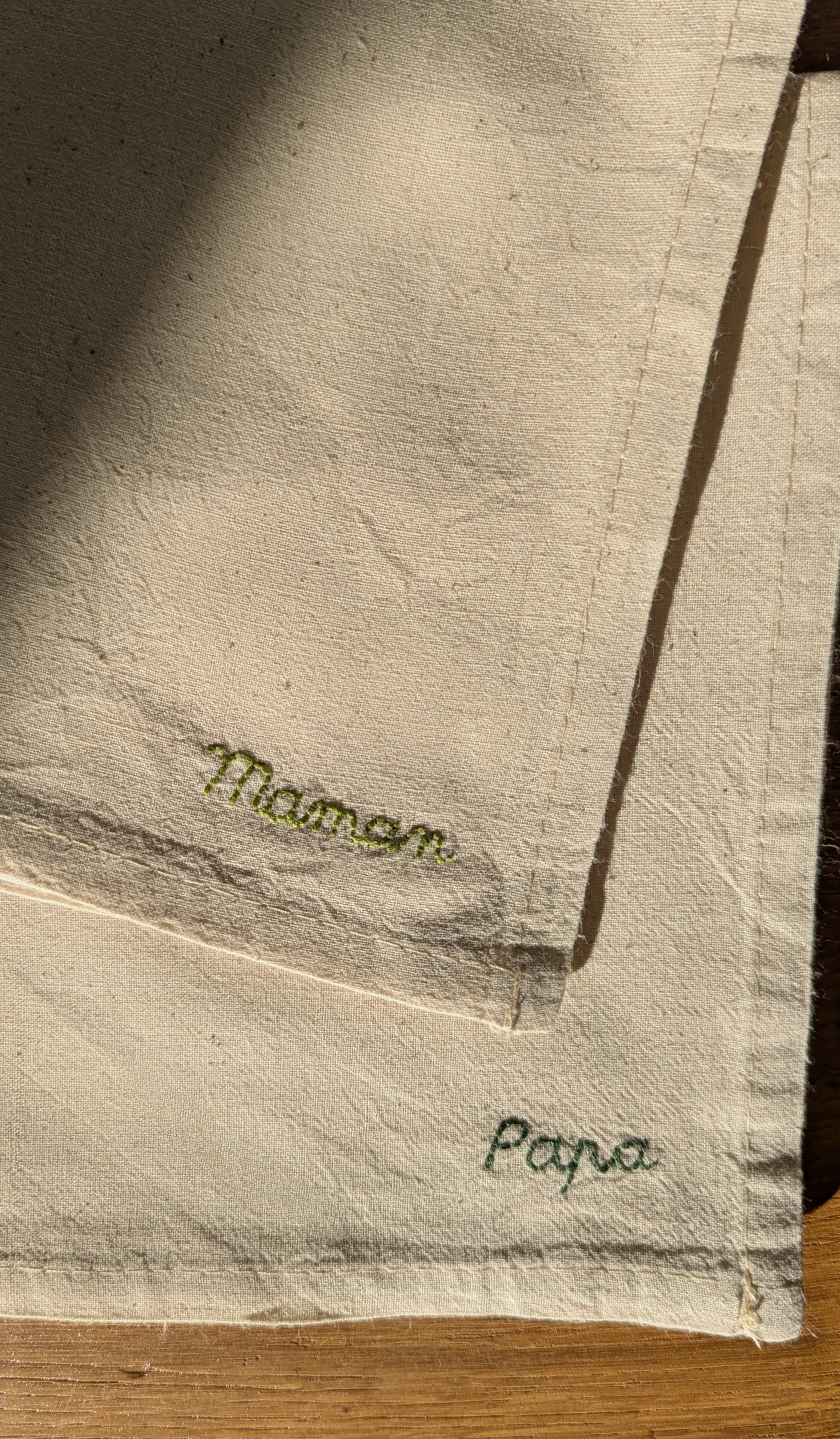 serviette de table, linge de maison, art de la table, broderie, fait main, personnalisé, création française, artisanat, créatrice, idée cadeau, boutique de créateurs, boutique nantaise, kapsule éphémère